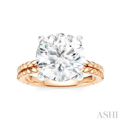 1/10 Ctw Circular Shape Round Cut Diamond Semi-Mount Engagement Ring in 14K Rose and White Gold