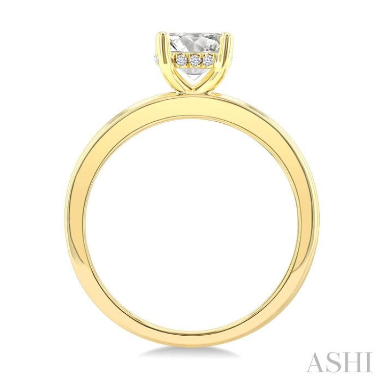1/20 Ctw Circular Shape Grooved Shank Round Cut Diamond Semi-Mount Engagement Ring in 14K Yellow Gold