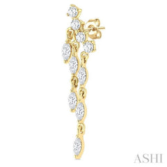 3/4 Ctw Mini Chandelier Marquise and Round Cut Diamond Fashion Earring in 14K Yellow Gold