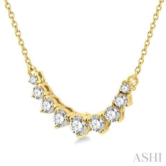 1/2 Ctw Graduated Diamond Smile Necklace in 14K Yellow Gold