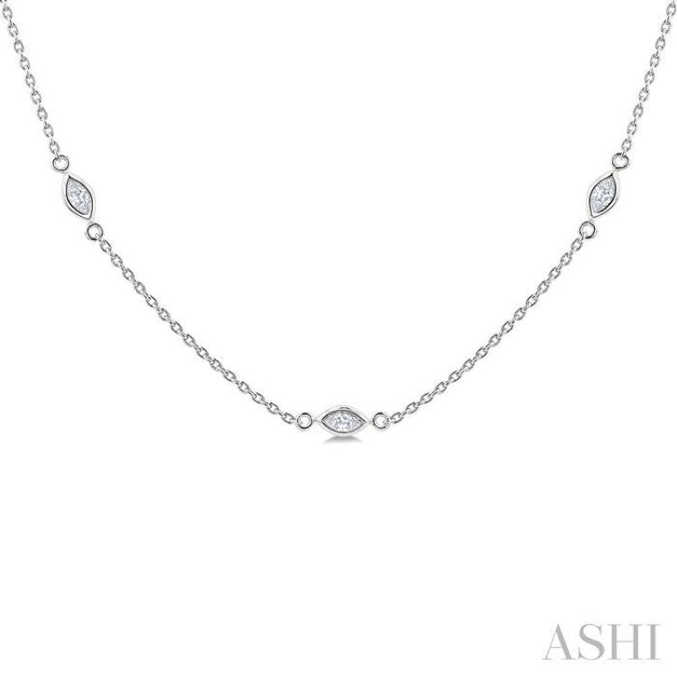 1/2 Ctw Marquise Cut Diamond Station Necklace in 14K White Gold