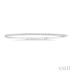 1/4 Ctw Triangle Motif Halfway Round Cut Diamond Flex Bangle in 14K White Gold