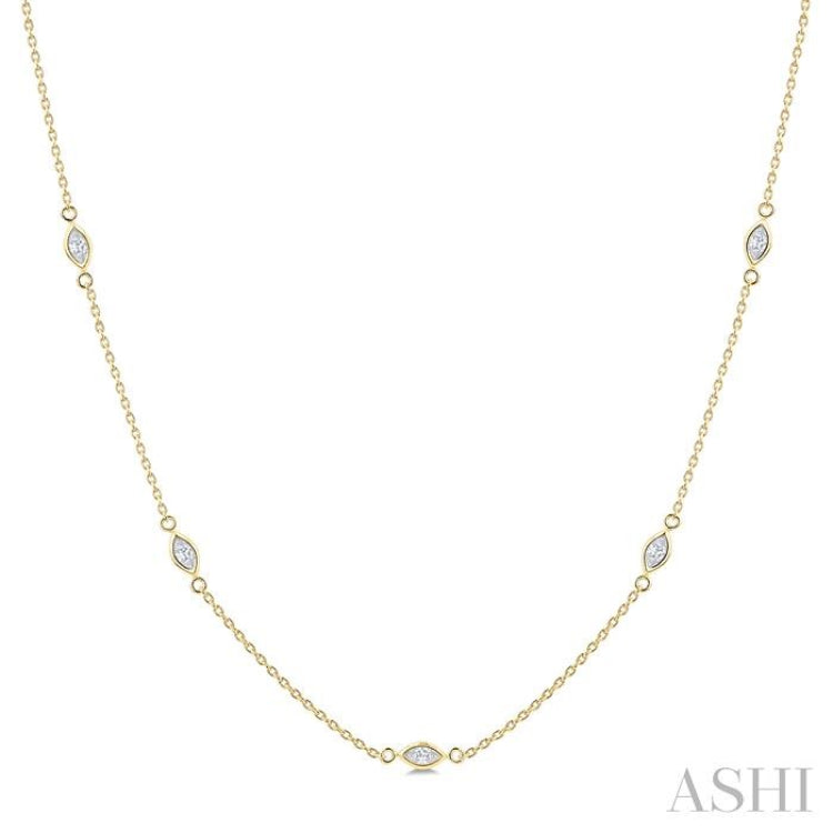 1/2 Ctw Marquise Cut Diamond Station Necklace in 14K Yellow Gold