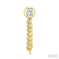 1/3 Ctw Bezel Set Oval Cut Diamond Curb Link Chain Dangler Fashion Earring in 14K Yellow Gold