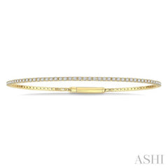 1 Ctw Round Cut Diamond Full way Straight Flex Bangle in 14K Yellow Gold