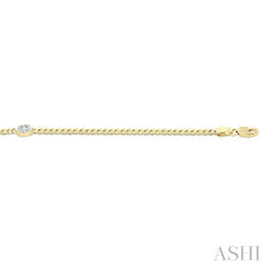 1/4 Ctw Bezel Set Oval Cut Diamond Curb Link Fashion Bracelet in 14K Yellow Gold