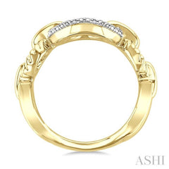 1/10 Ctw Oval Shaped Open Window Link Round Cut Diamond Ring in Yellow Gold Vermeil