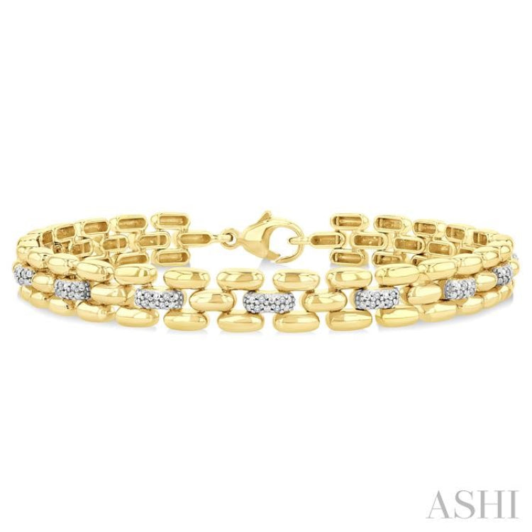 1/6 Ctw Bold Panther Link Round Cut Diamond Fashion Bracelet in Yellow Gold Vermeil