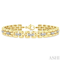 1/6 Ctw Bold Panther Link Round Cut Diamond Fashion Bracelet in Yellow Gold Vermeil
