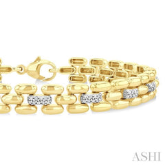1/6 Ctw Bold Panther Link Round Cut Diamond Fashion Bracelet in Yellow Gold Vermeil