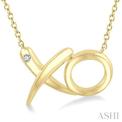 1/50 Ctw 'XO' Motif Round Cut Diamond Fashion Pendant With Chain in Yellow Gold Vermeil