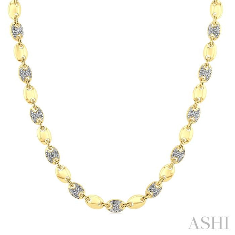 1/4 Ctw Bold Mariner Link Round Cut Diamond Fashion Necklace in Yellow Gold Vermeil