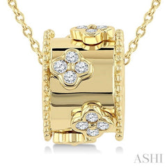 1/6 Ctw Clover Motif Round Cut Diamond Bead Bijoux Rondelle Fashion Pendant With Chain in 14K Yellow Gold