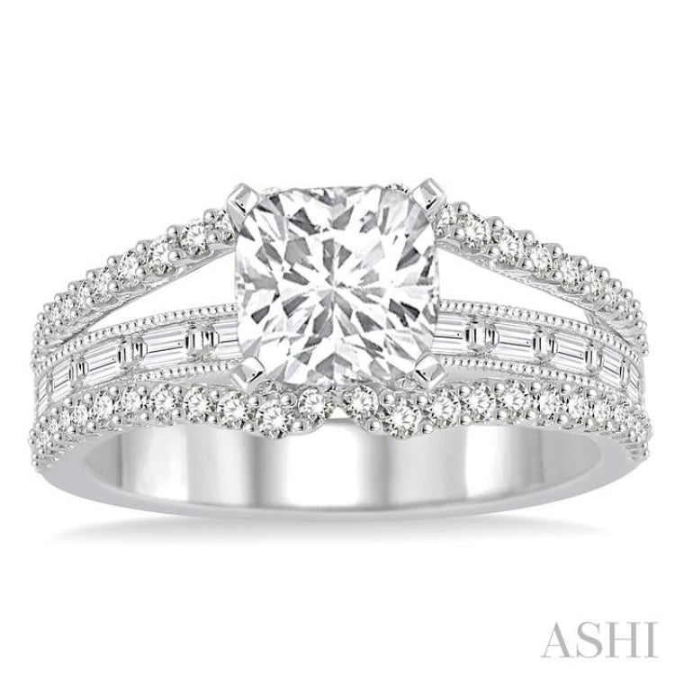 3/4 Ctw Diamond Semi-Mount Engagement Ring in 14K White Gold