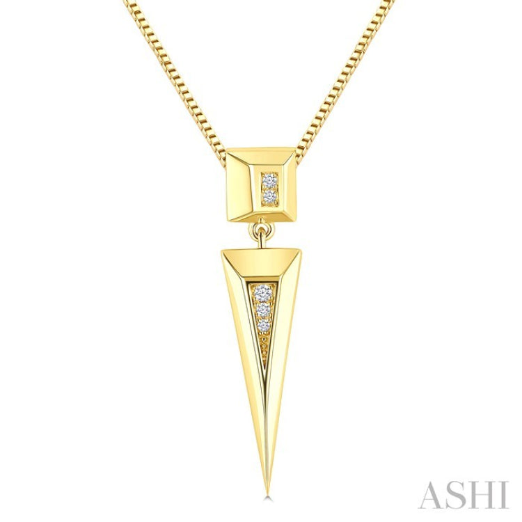 1/50 Ctw Pyramid Round Cut Diamond Fashion Pendant in 14K Yellow Gold