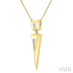 1/50 Ctw Pyramid Round Cut Diamond Fashion Pendant in 14K Yellow Gold