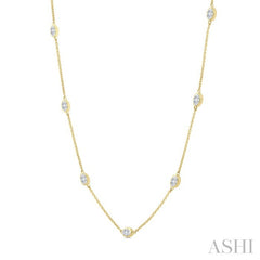 2 Ctw Oval Cut Diamond Fashion Station Necklace in 14K Yellow Gold