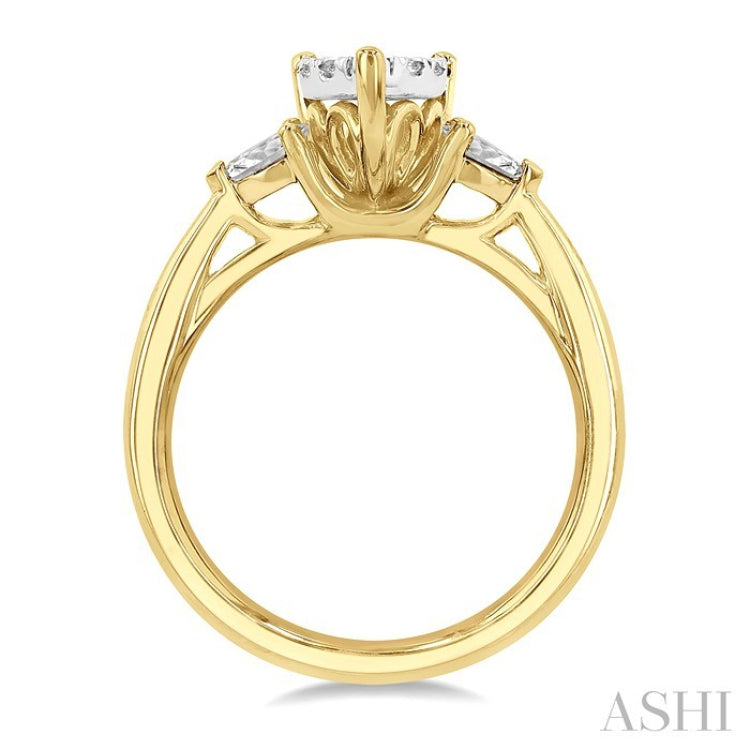 5/8 Ctw Pear Shape Lovebright Pear and Round Cut Diamond Engagement Ring in 14K Yellow and White Gold