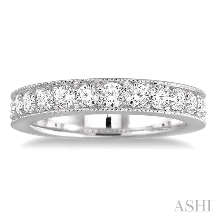 1 Ctw Round Cut Diamond Wedding Band in 14K White Gold