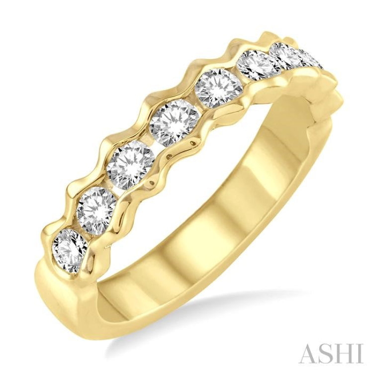 3/4 Ctw Round Cut Diamond Stack Band in 14K Yellow Gold