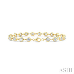 1/2 Ctw Bezel Set Round Cut Diamond Station Bracelet in 14K Yellow Gold