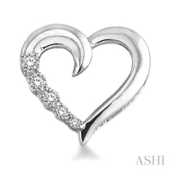 1/20 Ctw Round Cut Diamond Heart Shape Diamond Journey Earrings in Sterling Silver