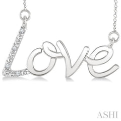 1/50 Ctw Round Cut Diamond Love Pendant with Chain in Sterling Silver