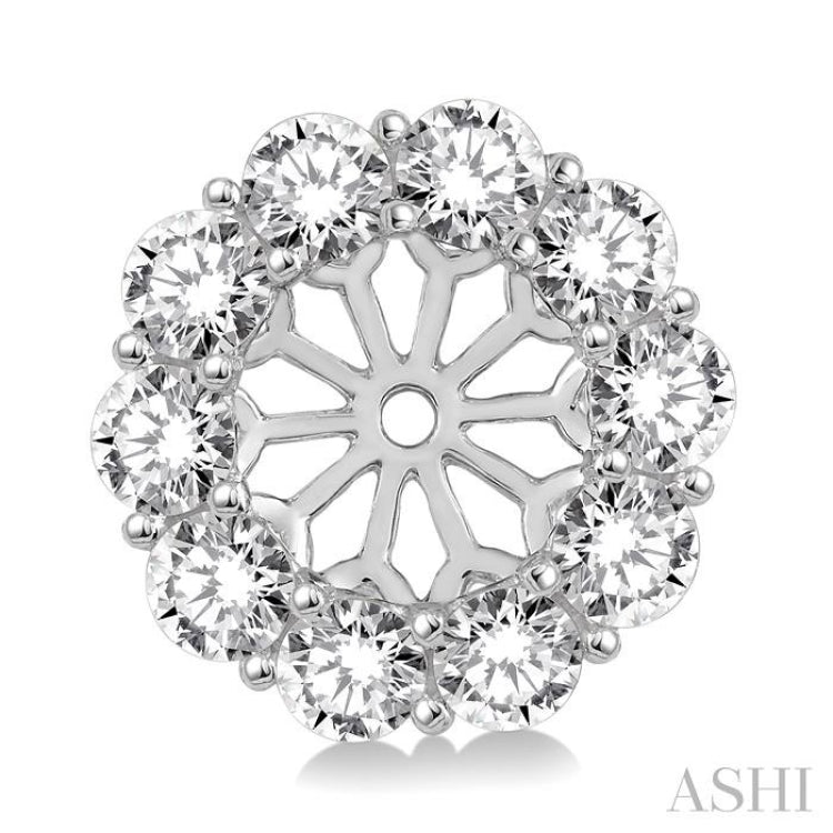 1 1/2 Ctw Round Cut Diamond Earrings Jacket in 14K White Gold
