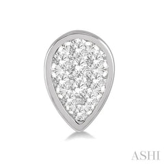 1/3 Ctw Pear Shape Lovebright Round Cut Diamond Bezel Stud Earrings in 14K White Gold
