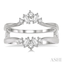 3/8 Ctw Baguette and Round Cut Diamond Insert Ring in 14K White Gold