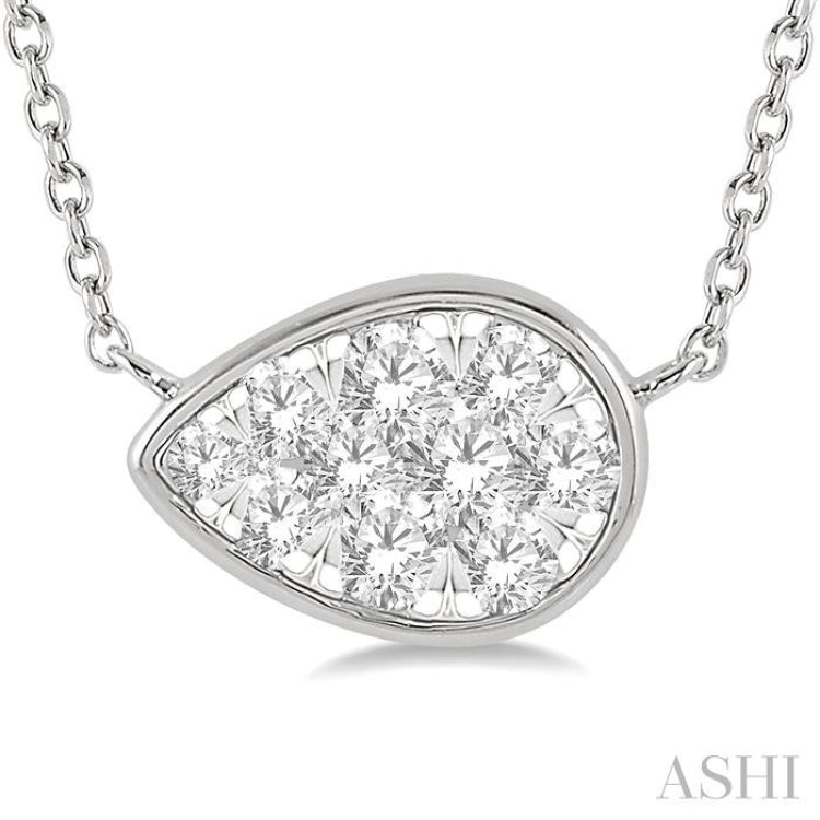 1/3 Ctw Pear Shape Lovebright Diamond Pendant With Chain in 14K White Gold