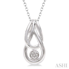 1/50 Ctw Round Cut Diamond Fashion Pendant in Sterling Silver with Chain