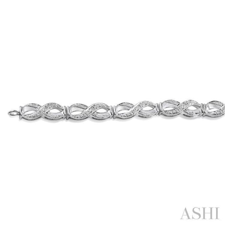 1/20 Ctw Swirl Shape Round Cut Diamond Bracelet in Sterling Silver