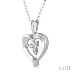 1/50 Ctw Round Cut Diamond Heart Pendant in Sterling Silver with Chain