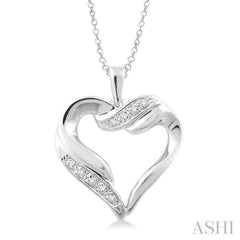 1/20 Ctw Round Cut Diamond Heart Pendant in Sterling Silver with Chain