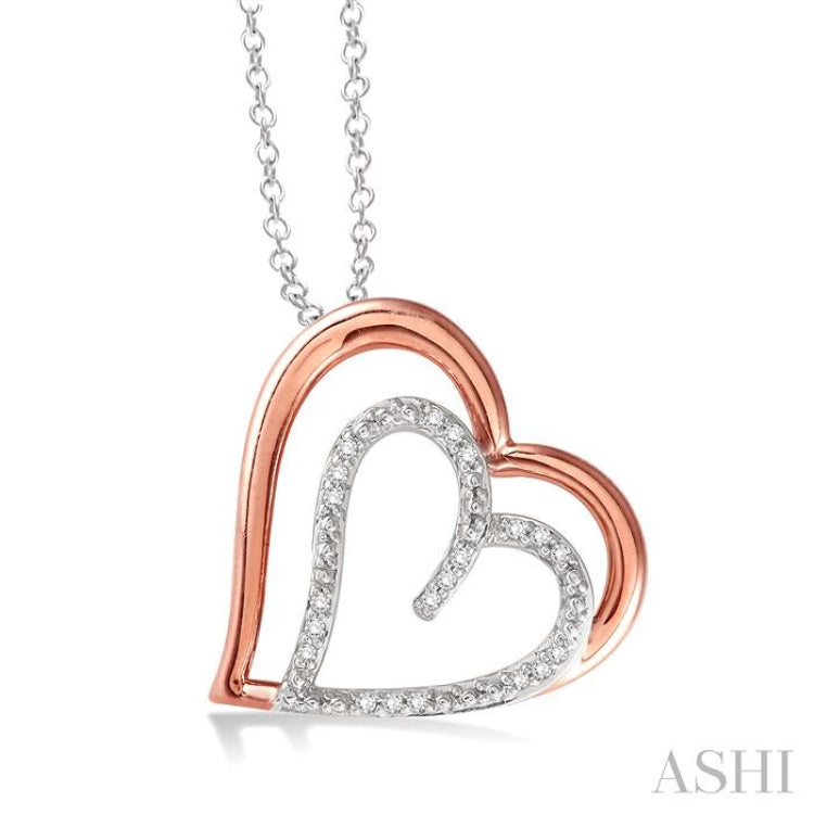 1/20 Ctw Round Cut Diamond Heart Pendant in Sterling Silver with Chain