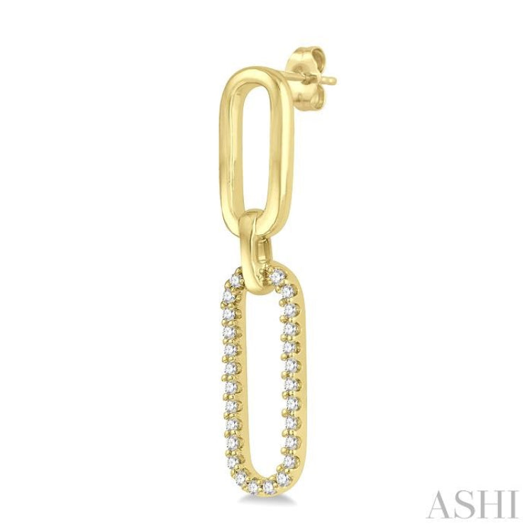 1/6 Ctw Round Cut Diamond Paperclip Earring in 14K Yellow Gold