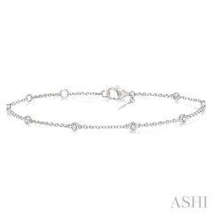 1/4 Ctw Circular Mount Round Cut Diamond Station Bracelet in 14K White Gold