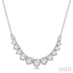 1 Ctw Graduated Round Cut Diamond Smile Necklace in 14K White Gold