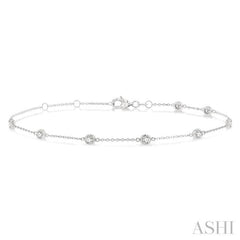 1/2 Ctw Circular Mount Round Cut Diamond Station Bracelet in 14K White Gold