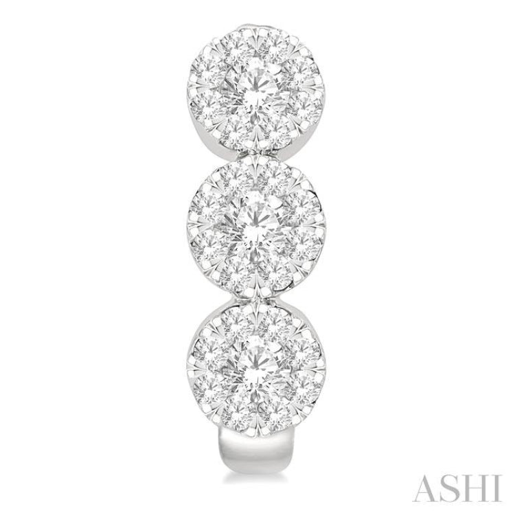 7/8 Ctw Lovebright Round Cut Diamond Half Hoop Earring in 14K White Gold