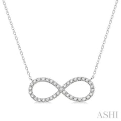 1/2 Ctw Round Cut Diamond Infinity Pendant With Chain in 14K White Gold