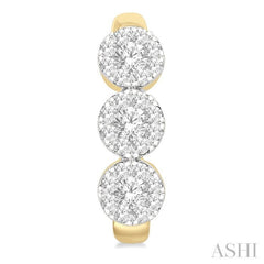 7/8 Ctw Lovebright Round Cut Diamond Half Hoop Earrings in 14K Yellow and White Gold