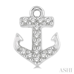 1/10 Ctw Anchor Round Cut Diamond Petite Fashion Earrings in 14K White Gold