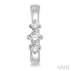 1/6 Ctw Three Stone Round Cut Diamond Huggie Petite Earrings in 14K White Gold