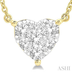 1/2 Ctw Lovebright Diamond Heart Pendant With Chain in 14K Yellow and White Gold