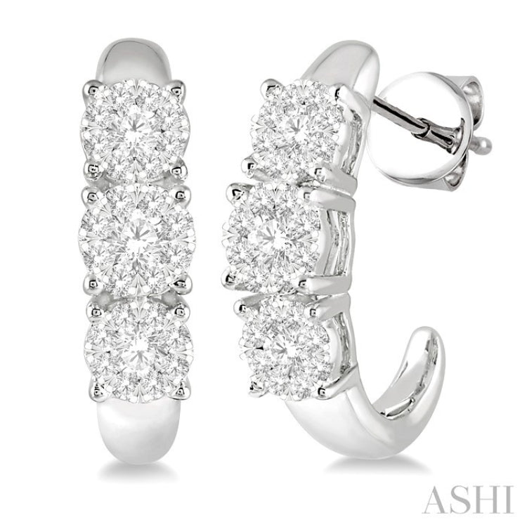 3/4 Ctw Lovebright Round Cut Diamond Earrings in 14K White Gold