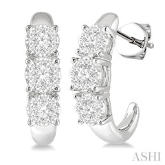 3/4 Ctw Lovebright Round Cut Diamond Earrings in 14K White Gold