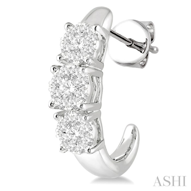 3/4 Ctw Lovebright Round Cut Diamond Earrings in 14K White Gold