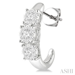 3/4 Ctw Lovebright Round Cut Diamond Earrings in 14K White Gold